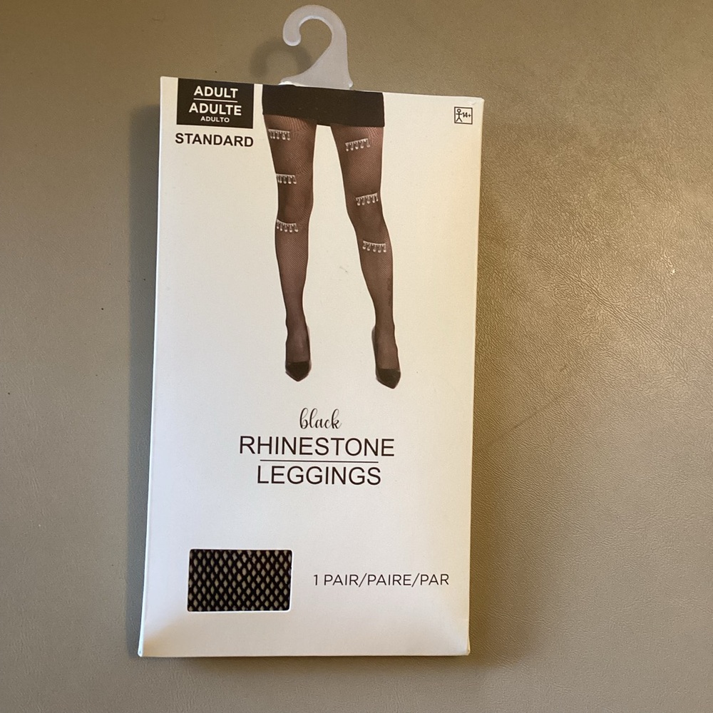 Black Fishnet Rhinestone Leggings